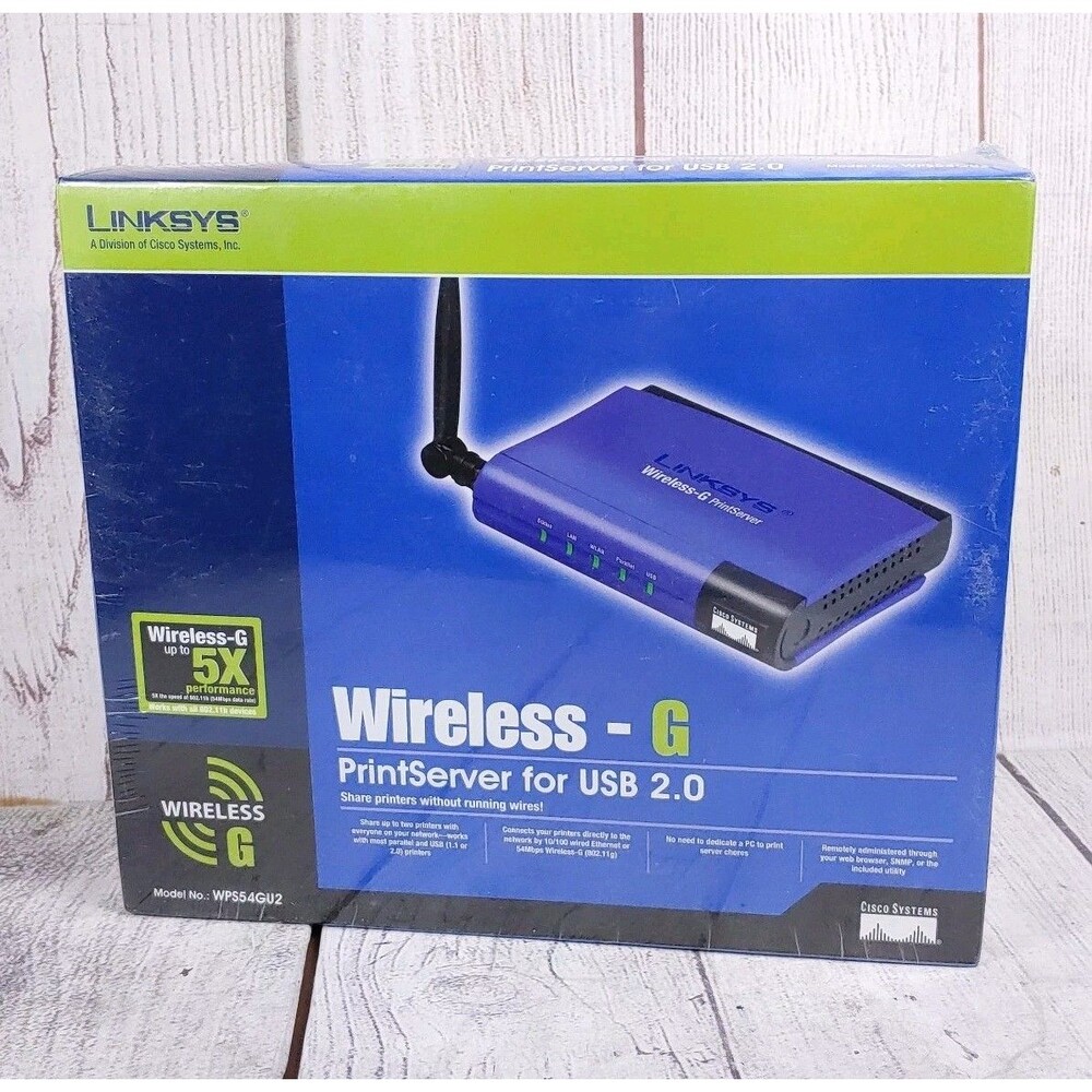 NEW SEALED - Linksys WPS54GU2 Wireless-G PrintServer for USB 2.0 - FREE SHIPPING
